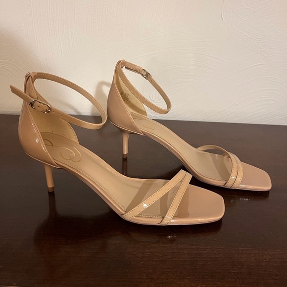 Sam Edelman Strappy Heels Peonie Patent Leather Square Toe Size 8 - Picture 2 of 11